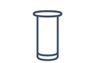 A simple line drawing of a tall, cylindrical container with a thin outline and a rounded top. The design is minimalistic and monochrome.